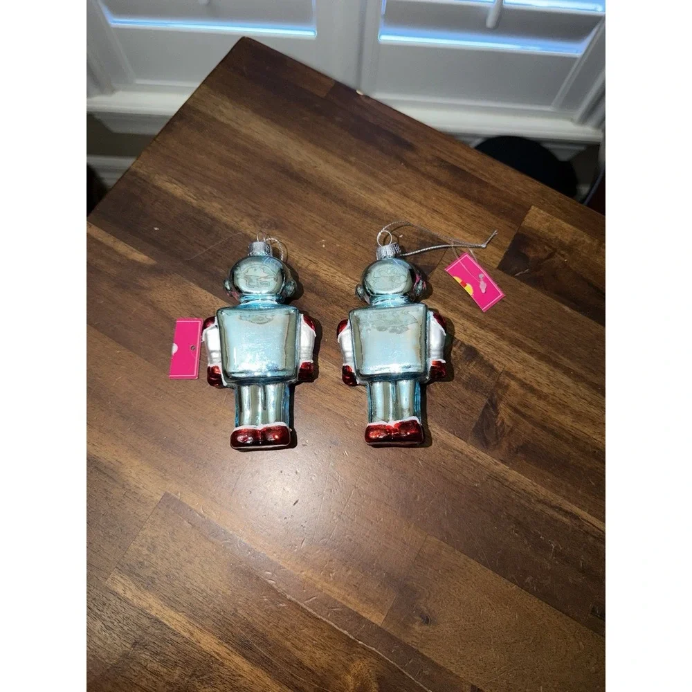 Robot Christmas Glass Ornament Kohl's Holiday Tree Decor Lot Of‎ 2